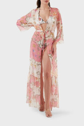 Guess Long Kadın Kimono E3GK09WE550 Beyaz Pembe