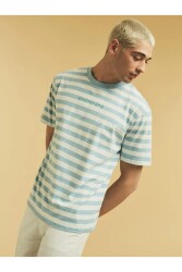 Guess Striped Erkek T-Shirt M1GI12RAGP0 MAVİ