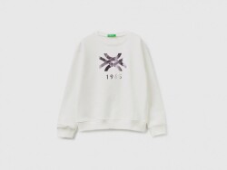 United Colors Of Benetton Kız Çocuk Sweatshirt 3J68C10D0 Ekru