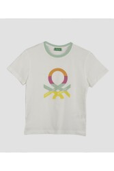 United Colors of Benetton Kız Çocuk T-Shirt BNT-G20495 Beyaz