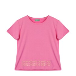 United Colors Of Benetton Kız Çocuk Tshirt BNT-G21286 PEMBE